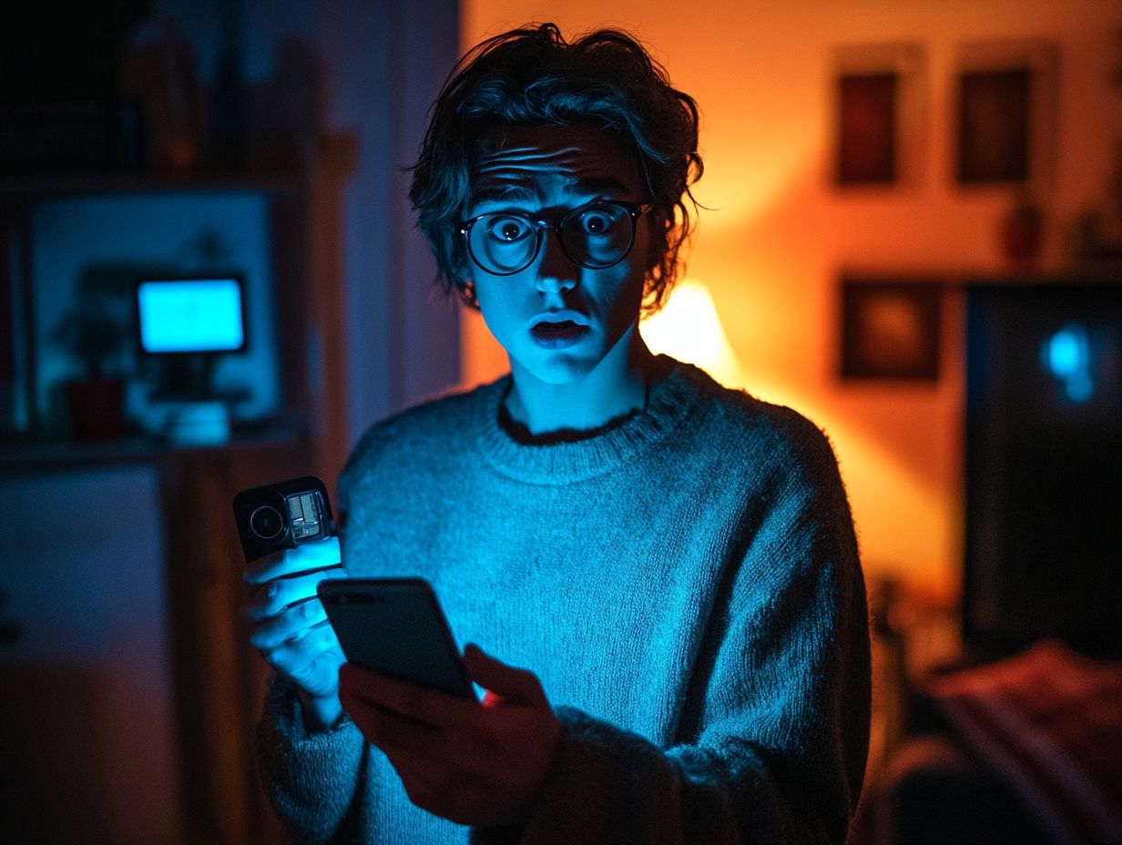 Private investigator detecting hidden surveillance devices